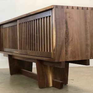 George Nakashima , Inspired Credenza , Mid Century Modern Sideboard , Danish Modern Buffet , Mid Century Modern Living Room Furniture image 1