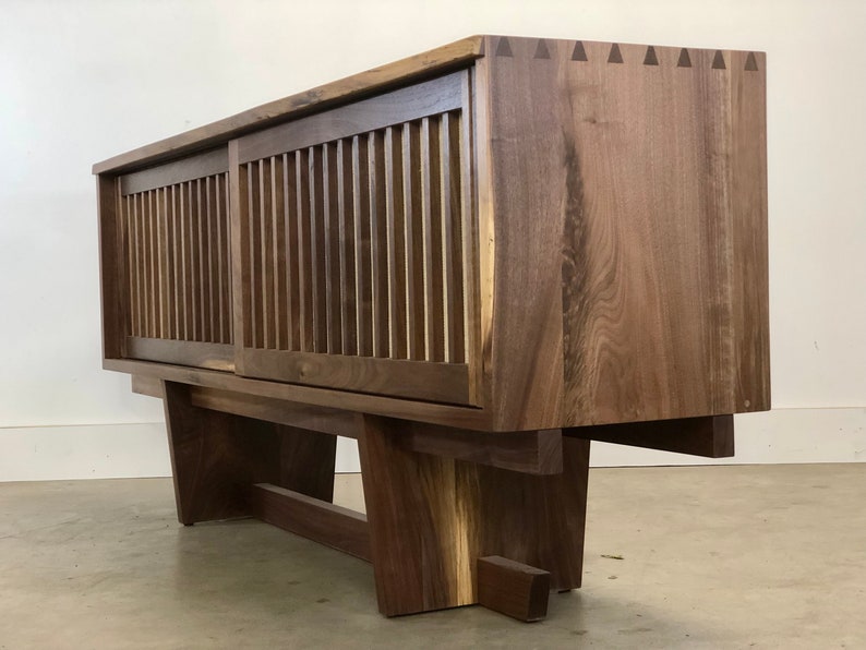 George Nakashima , Inspired Credenza , Mid Century Modern Sideboard , Danish Modern Buffet , Mid Century Modern Living Room Furniture image 1
