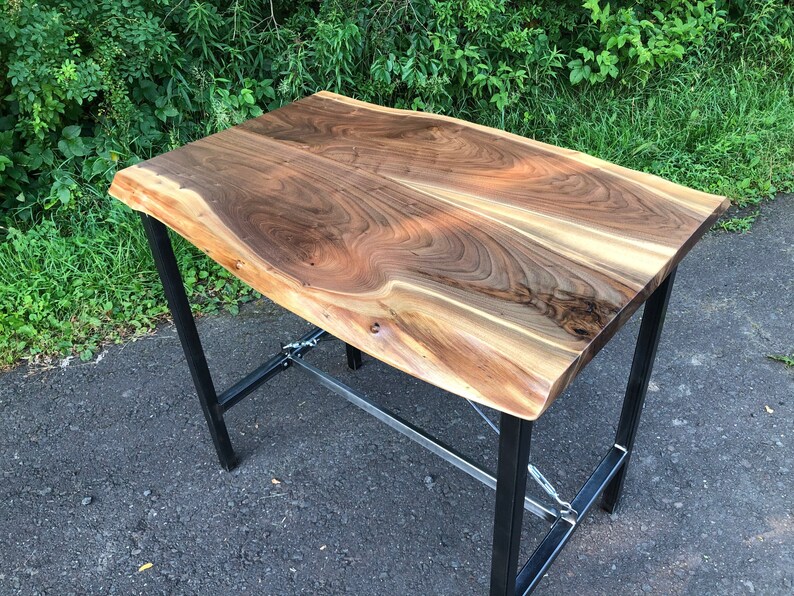 Live Edge Walnut Pub Height Table / Bar / Hightop Table / Mid Century Modern / Industrial Table / Wood and Steel image 3