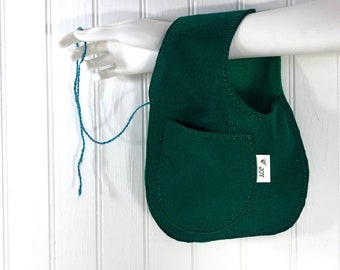 Wrist, Knitting Bag, Crochet Wristlet Yarn Holder, Eco-Friendly Project Tote, Reusable Gift Bag, Emerald Green & Kelly Green