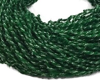 Hand Spun, Art Yarn, 3 ply, Glittery Metallic Thread & Green Wool, Handspun,  Knitting, Crochet, Weaving Supply, o1