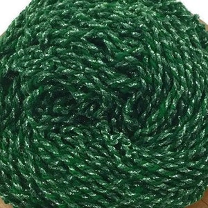 Hand Spun, Art Yarn, 3 ply, Glittery Metallic Thread & Green Wool, Handspun, Knitting, Crochet, Weaving Supply, o1 image 2