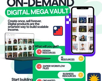 Digital Mega Vault | Ultimate Print-on-Demand Business Toolkit | Mock Ups | Instant Download