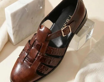 Men’s Handmade Brown Pure Leather Fisherman Sandals