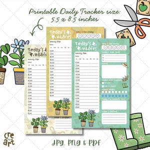 Garden Daily Habit Tracker, Botanical Printable Planner, Multiple Color Variations (PNG JPG PDF)