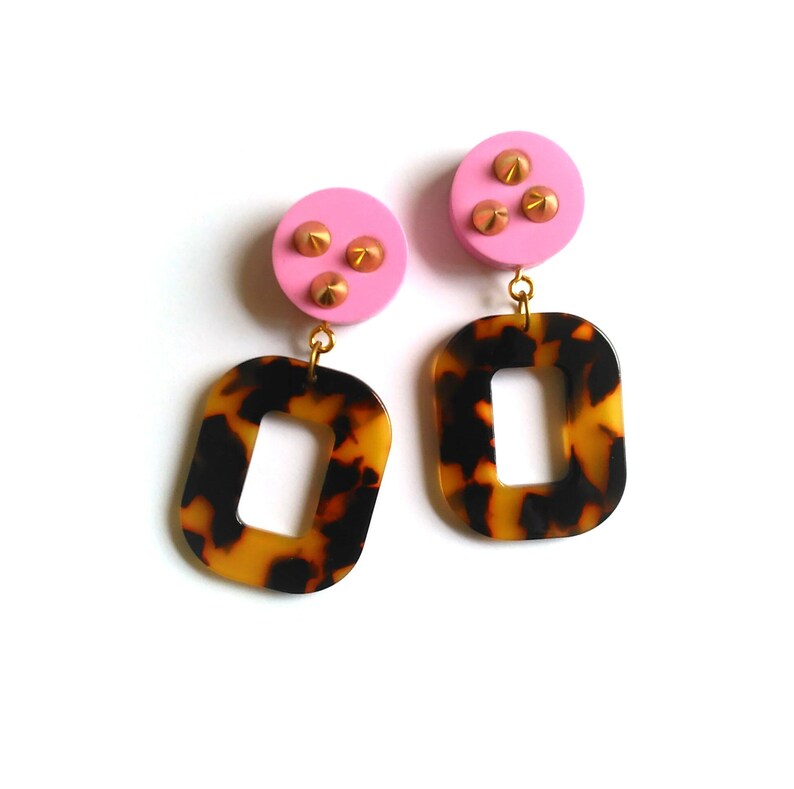 Tortoiseshell Hoop Earrings Tortoise Shell Mint Brass Statement Earrings Large Hoops Retro Pin Up FREE UK SHIPPING