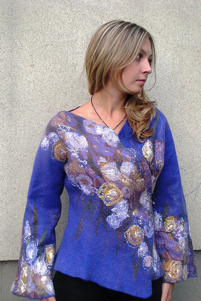 Felted Jacket Felt Jacket Blue Jacket Jacket of Wool Merino Etsy