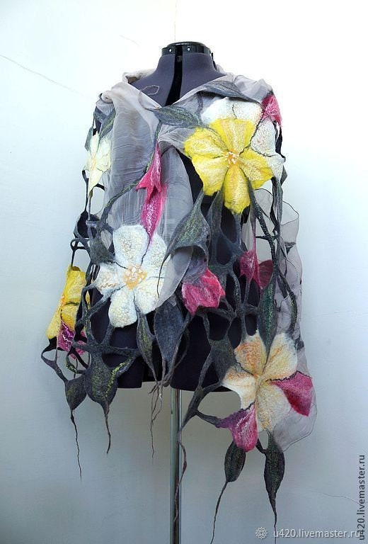 Nuno felted scarf shawl poncho felting wool luxury tippet | Etsy