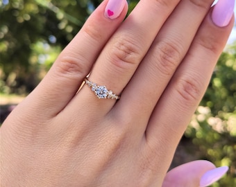 2.31 Carat Sparkling Diamond Ring, 14k Solid Yellow Gold, Certified Round Cut Lab Grown Diamonds D/VS1, Engagement Ring For Her