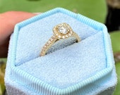 Halo Engagement Ring, 14K Gold D VS1 Clarity Lab Created Diamonds, Proposal Ring For Her
