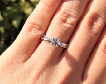 1.66 Carat Lab Diamond Ring, 14K Solid White Gold, Round Cut Prong Setting, Classic Engagement Ring, Certified Diamond D/VS1, For Women