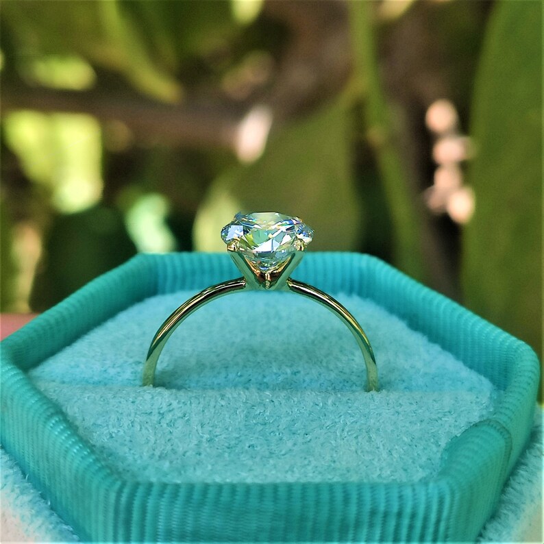 Solitaire Diamond Engagement Ring Real Round Lab Grown Etsy