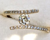 Brilliant Diamond Ring, 14K Gold Lab Created Diamonds, VS1 Clarity D Color Grade, Unique Engagement Ring For Her