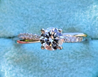 1.16 Carat Diamond Ring, 14K Solid White Gold, Round Cut Lab Grown Diamonds D/VS1, Engagement Ring, Prong Setting, For Women