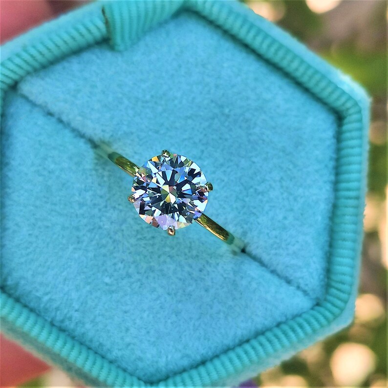 Solitaire Diamond Engagement Ring Real Round Lab Grown Etsy