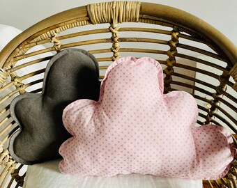 Lot de deux coussins nuage taupe et rose