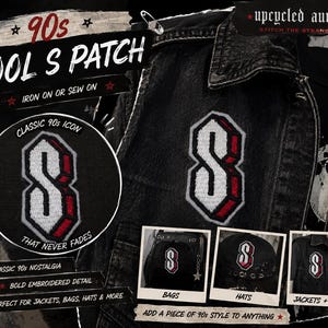 Parche bordado S / Graffiti retro de los 90 para planchar, accesorio para bolso estilo Y2K