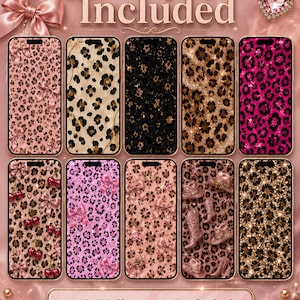 Papéis de parede de oncinha rosa para iPhone | 10 fundos digitais para celular | Estética Coquette | Estampa de oncinha luxuosa | Download instantâneo
