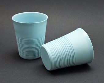 Mint green porcelain mug, contemporary ceramics, modern mug, mint green porcelain mug, ripped mug, coffee mug