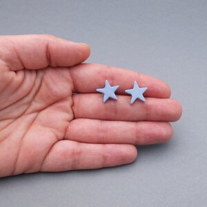 Modern porcelain star post earrings, blue stud earrings, small star earrings image 3