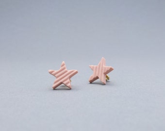 Modern porcelain star post earrings, pink post earrings, rosa stars earrings, minimal star earrings, modern star, contemporary ceramics