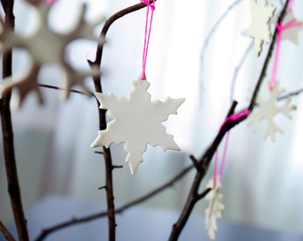 Snowflakes, christmas decoration made of porcelain