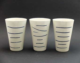 Modern porcelain mug, XL mug, porcelain tumbler XL, contemporary ceramics, cobaltblue porcelain tumbler, porcelain mug, Mug "Pagodas"
