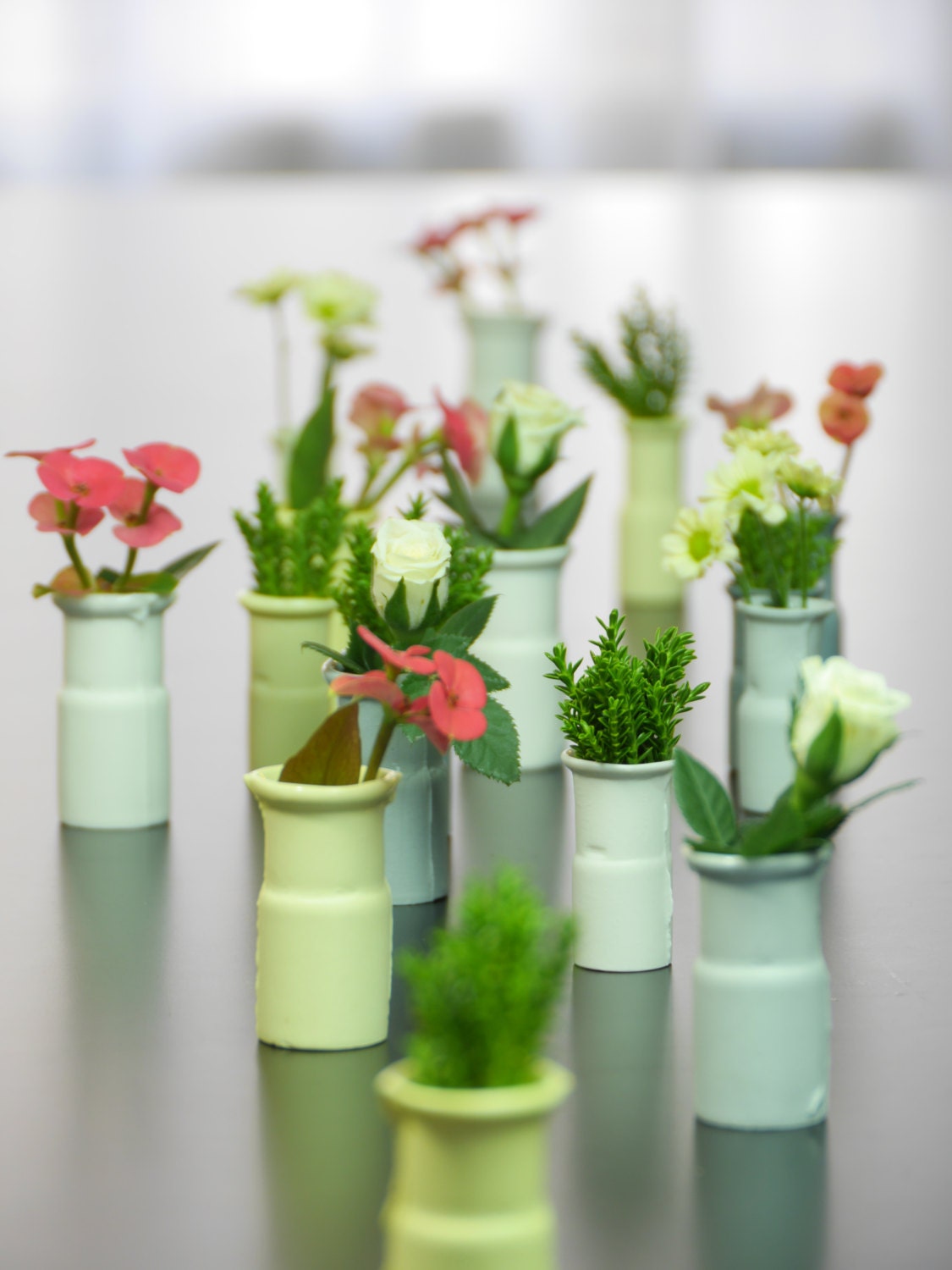 Modern Small Vases, Mini Porcelain Vases, Set of 3, Contemporary Vases, Miniature Vases, White