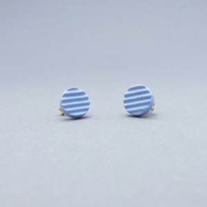 Modern porcelain round post earrings, blue colored post earrings, minimal jewelry, blue coloured porcelain earrings, modern jewellery