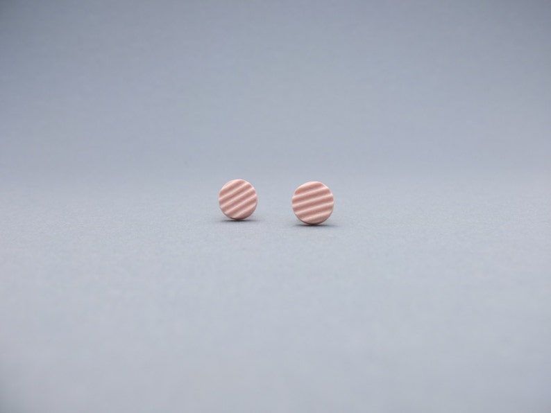 Modern porcelain round post earrings, minimalist rosa earrings, contemporary jewelry, mondern jewelry, handmade ceramic post earrings image 1