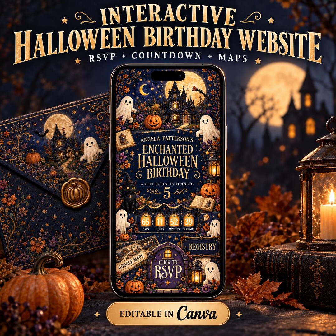 Halloween Birthday Website Invitation, Little Boo Interactive Canva ...