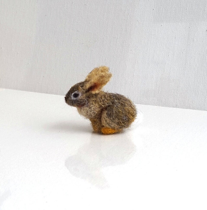 Micro Bunny Needle Felted Toy Handmade Doll Soft Sculpture OOAK Needle Felted Wool Animals I will make this item for your order image 8