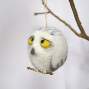 Christmas Owl Holiday Ornament Wool Needle Felt Decoration Woodland Tree Waldorf Bird Home Decor image 4