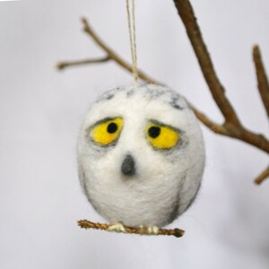 Christmas Owl Holiday Ornament Wool Needle Felt Decoration Woodland Tree Waldorf Bird Home Decor image 1
