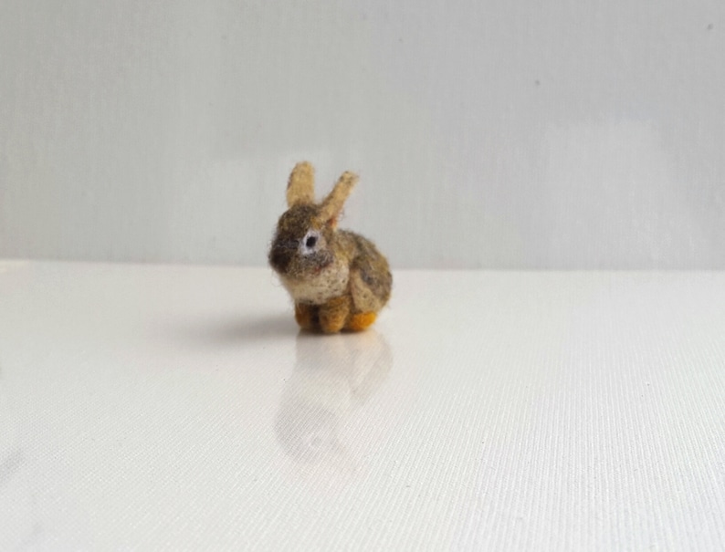 Micro Bunny Needle Felted Toy Handmade Doll Soft Sculpture OOAK Needle Felted Wool Animals I will make this item for your order image 7