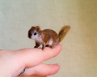 Micro Squirrel Felt toy Handmade Doll Soft Sculpture OOAK Needle Felted Wool Animals New... I will make this item for your order