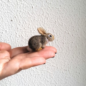 Micro Bunny Needle Felted Toy Handmade Doll Soft Sculpture OOAK Needle Felted Wool Animals I will make this item for your order image 1