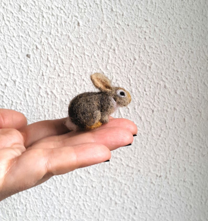 Micro Bunny Needle Felted Toy Handmade Doll Soft Sculpture OOAK Needle Felted Wool Animals I will make this item for your order image 1