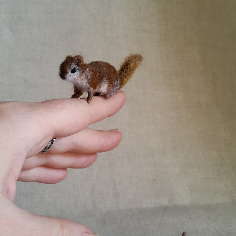 Micro Squirrel Felt toy Handmade Doll Soft Sculpture OOAK Needle Felted Wool Animals New... I will make this item for your order image 2