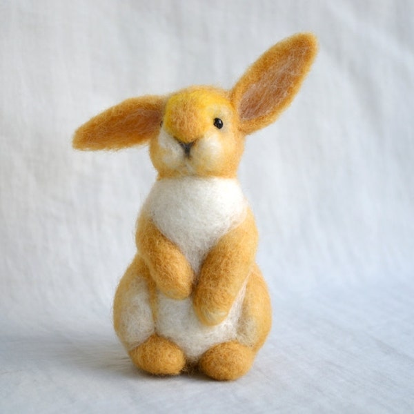 Bunny....Felt toy Handmade Doll Soft Sculpture OOAK Needle Felted Wool Animals New... I will make this item for your order