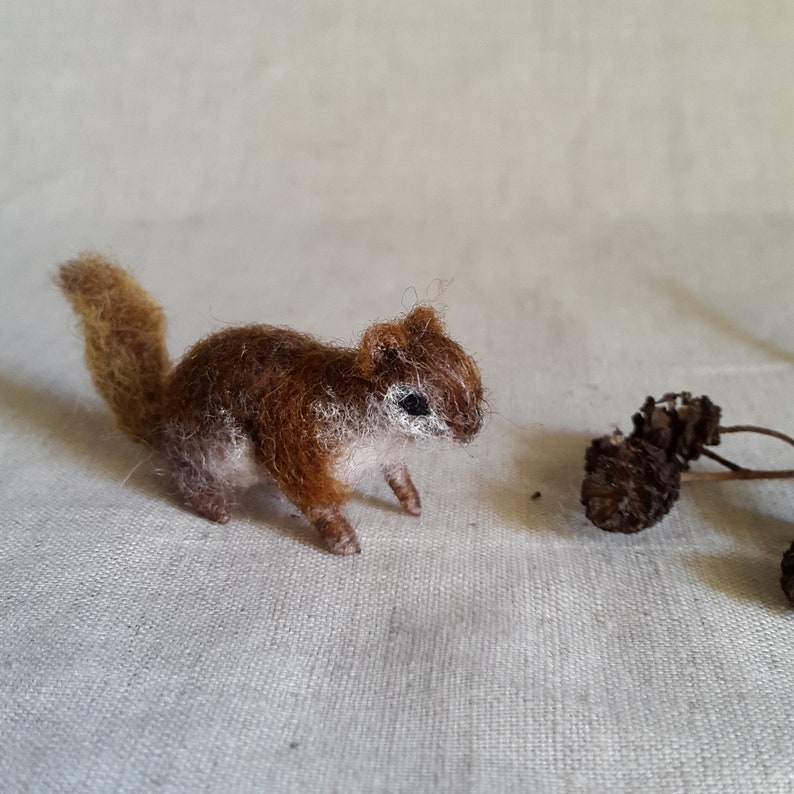 Micro Squirrel Felt toy Handmade Doll Soft Sculpture OOAK Needle Felted Wool Animals New... I will make this item for your order image 5