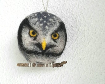 Christmas Owl Holiday Ornament Wool Needle Felt Decoration Woodland Tree Waldorf Bird Home Decor Personalized holiday decor Unique gift