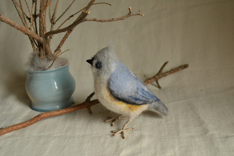 Felt toy Tufted Titmouse..... I will make this item for your order image 2