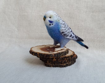 Parrot Blue Needle felted birds Felted birds Felted Animals Parrot Needle felted Blue Parrot Handmade Needle felted toys Wool toys