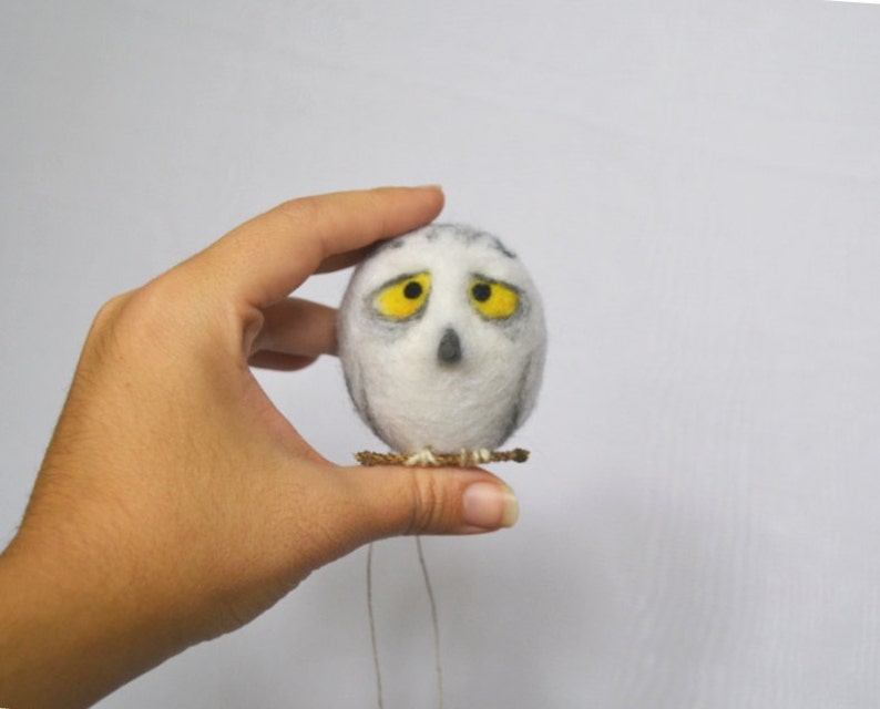 Christmas Owl Holiday Ornament Wool Needle Felt Decoration Woodland Tree Waldorf Bird Home Decor image 5