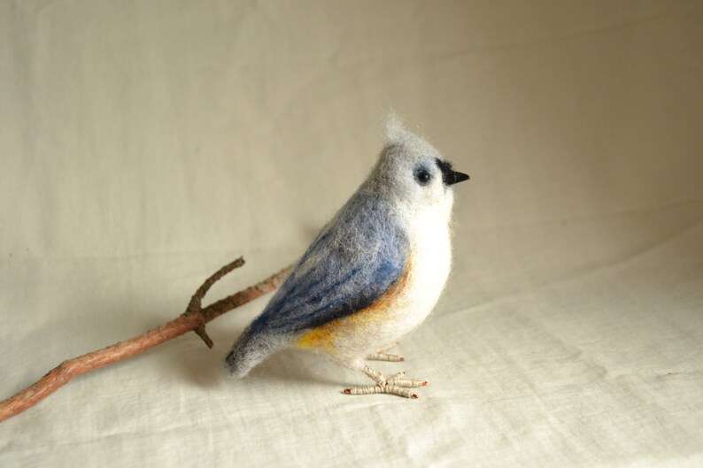 Felt toy Tufted Titmouse..... I will make this item for your order image 1