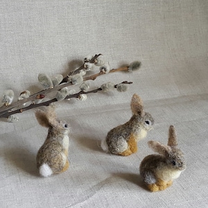 Micro Bunny Needle Felted Toy Handmade Doll Soft Sculpture OOAK Needle Felted Wool Animals I will make this item for your order image 9