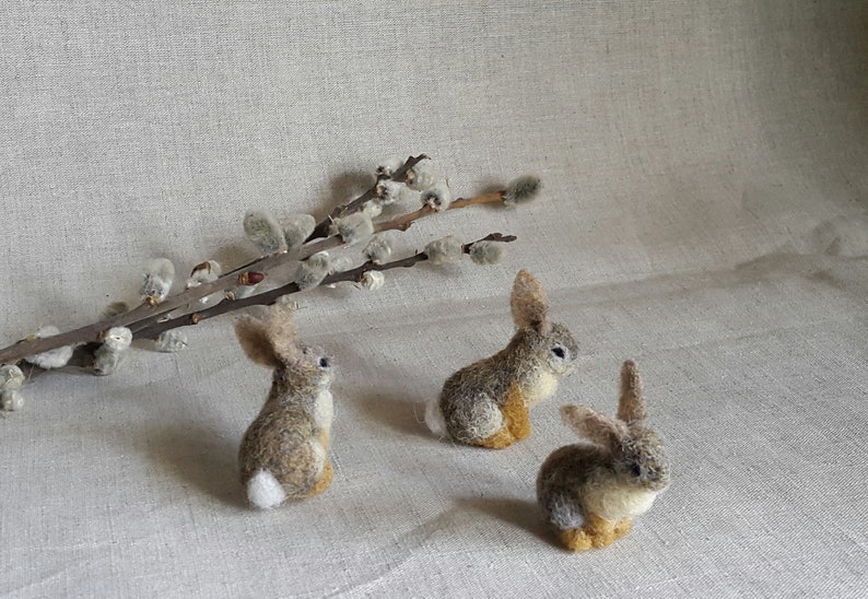 Micro Bunny Needle Felted Toy Handmade Doll Soft Sculpture OOAK Needle Felted Wool Animals I will make this item for your order image 9