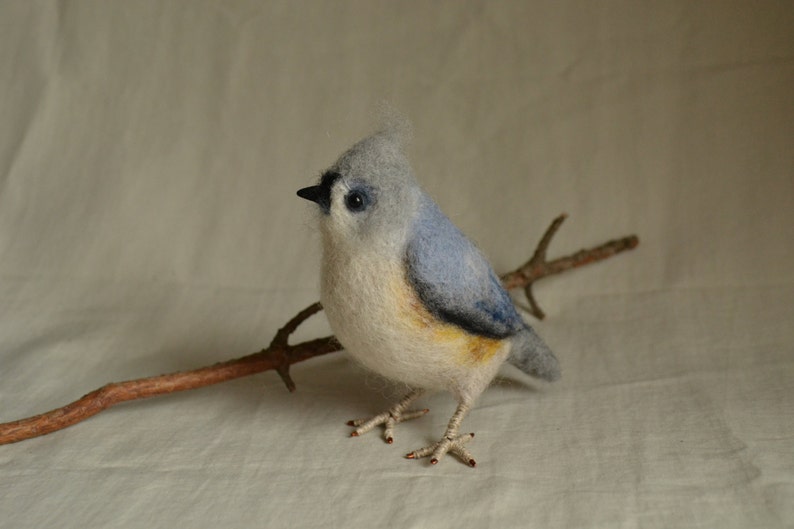 Felt toy Tufted Titmouse..... I will make this item for your order image 4