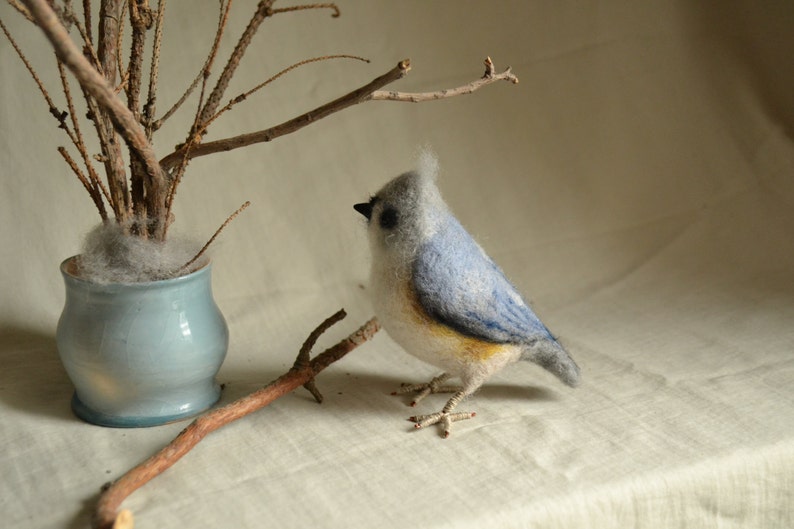 Felt toy Tufted Titmouse..... I will make this item for your order image 5